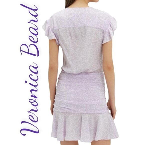 VERONICA BEARD Marla 100% Silk Mini Dress in Lilac Baby Floral, Size 0 - Picture 4 of 11
